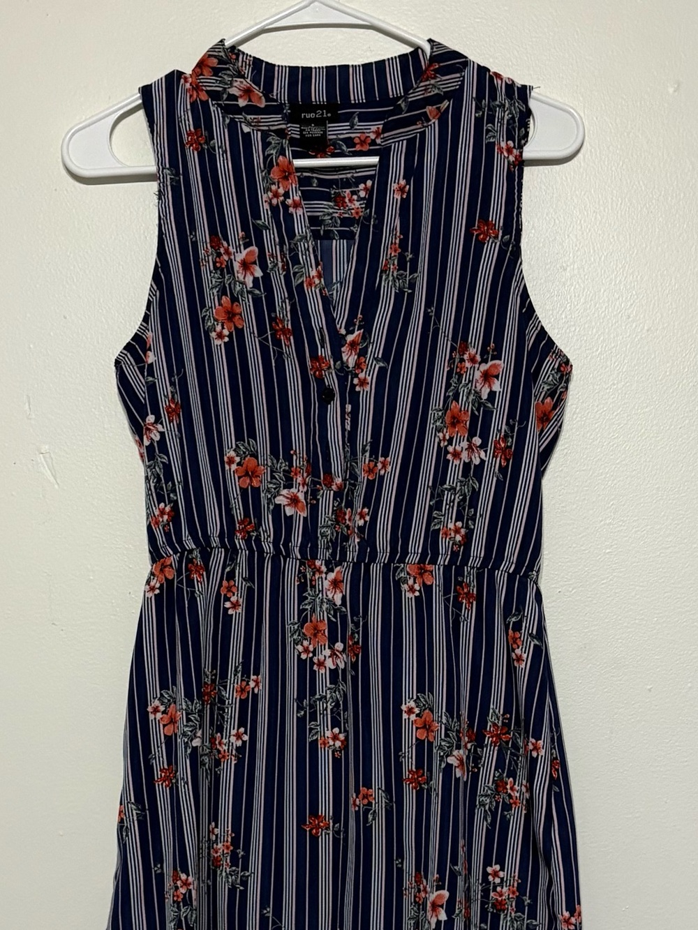 Rue21 Navy Striped Floral Midi Dress